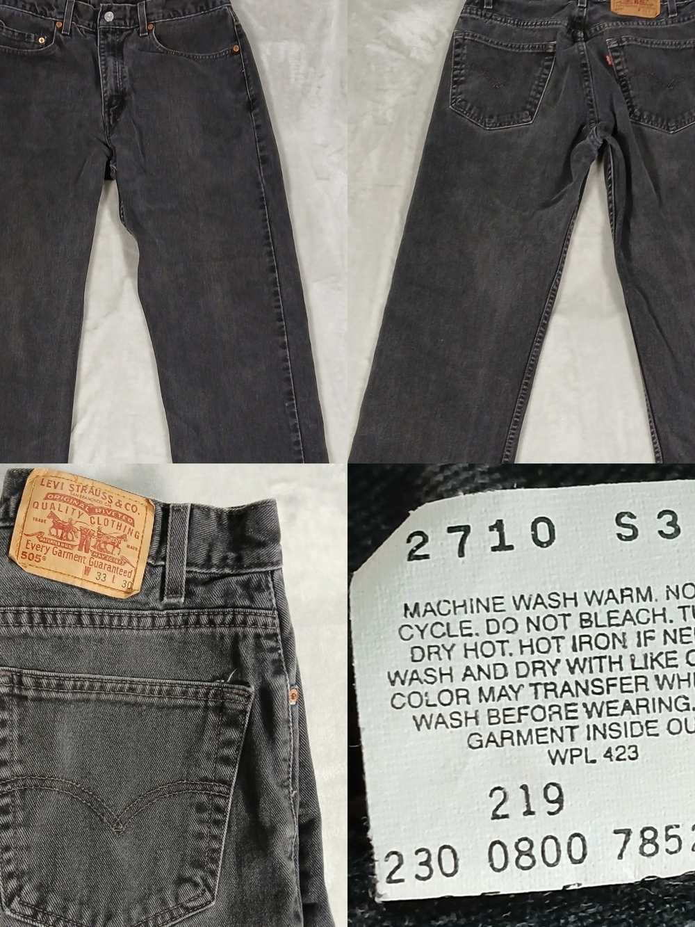 Vintage Levi's 505 Jeans 32x30 Men's Tagged 33x30 Black Wash Y2K 2000 Paper Tag